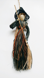  Flat Witch with Broom, 8 inch (lot of 6) SALE ITEM
